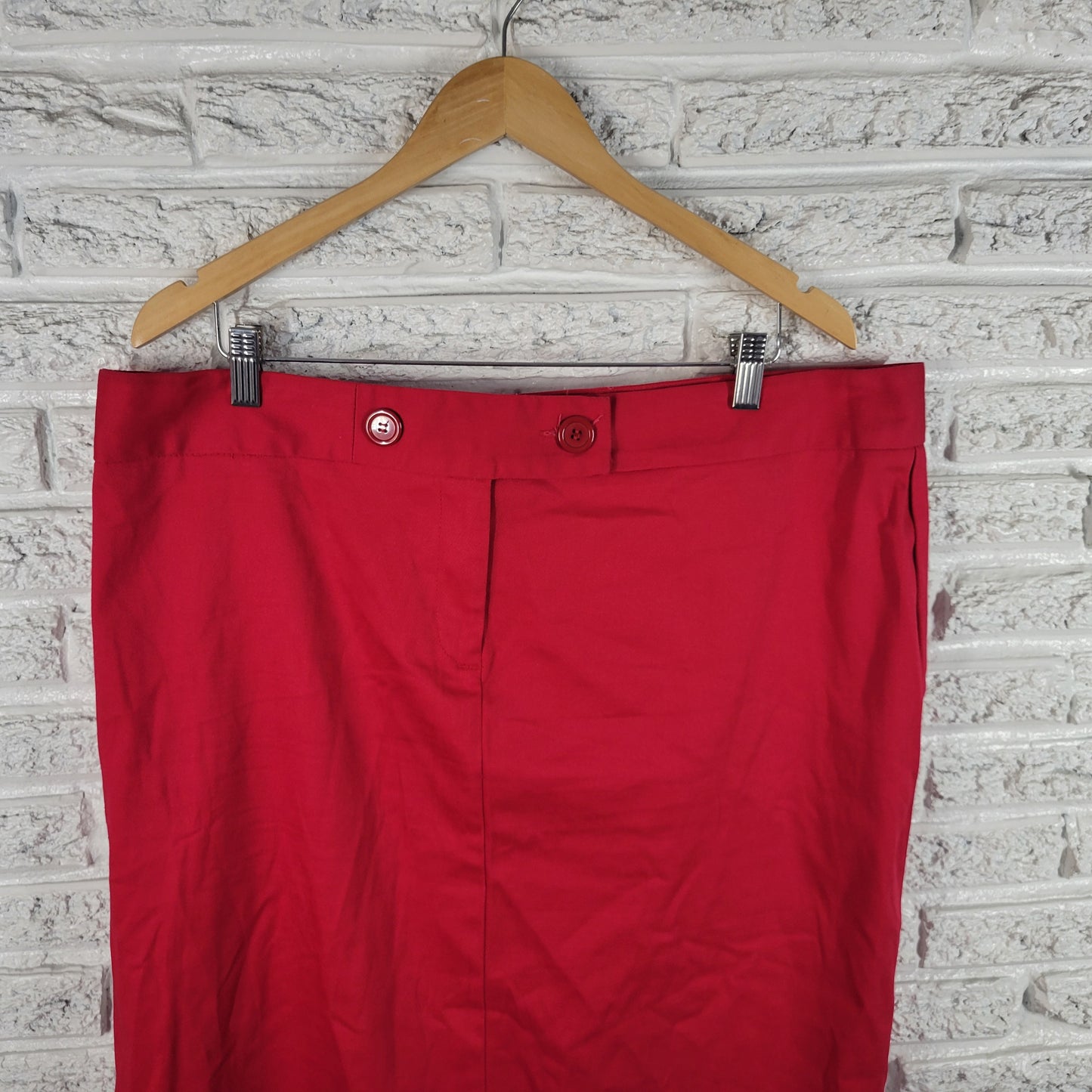 Courtenay Womens Size 18W Skirt Red Pencil Knee Length Cotton Straight RED53E