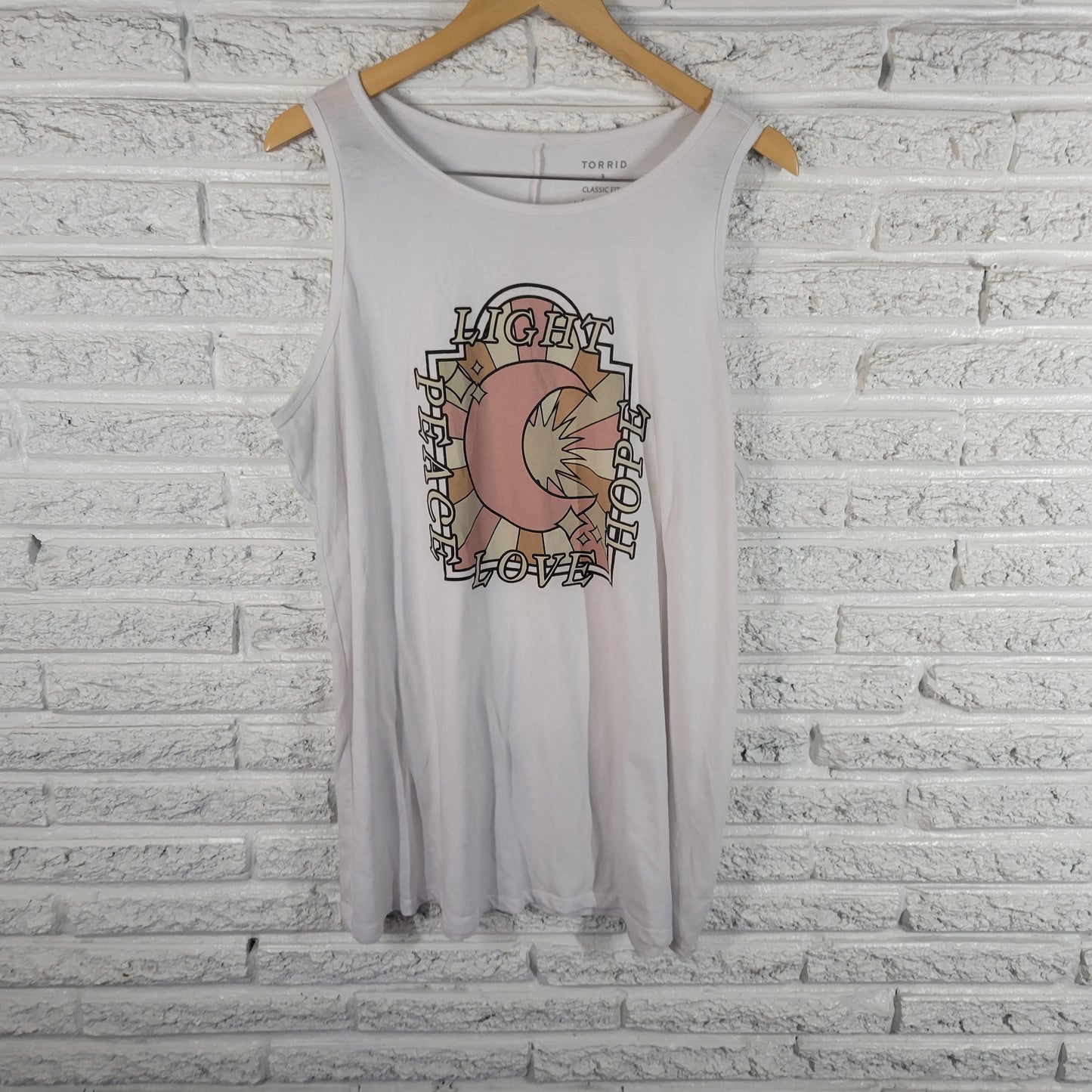 Torrid Womens 3X Tank Top White Graphic Peace Love Hope Plus Sleeveless NOV80E