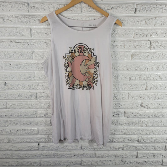 Torrid Womens 3X Tank Top White Graphic Peace Love Hope Plus Sleeveless NOV80E