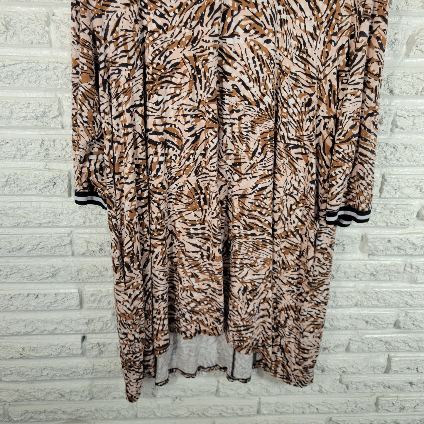 Zim & Zoe Womens Size 20 Dress Plus Geometric Brown Black Hi Low Pocket GEO145E