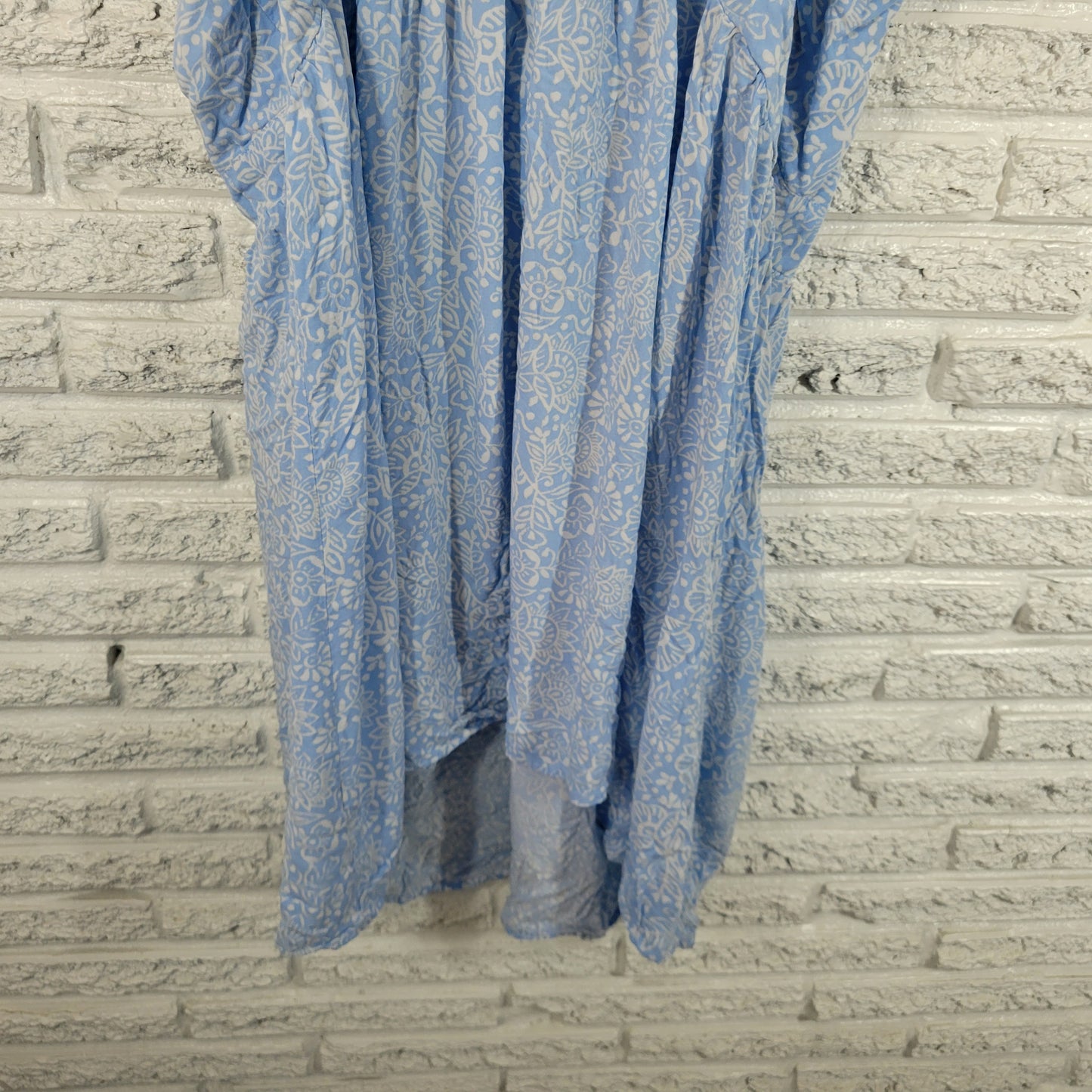 Torrid Womens Swing Top Blouse 6X Blue Floral Dress Tunic Lace Up FLO179E