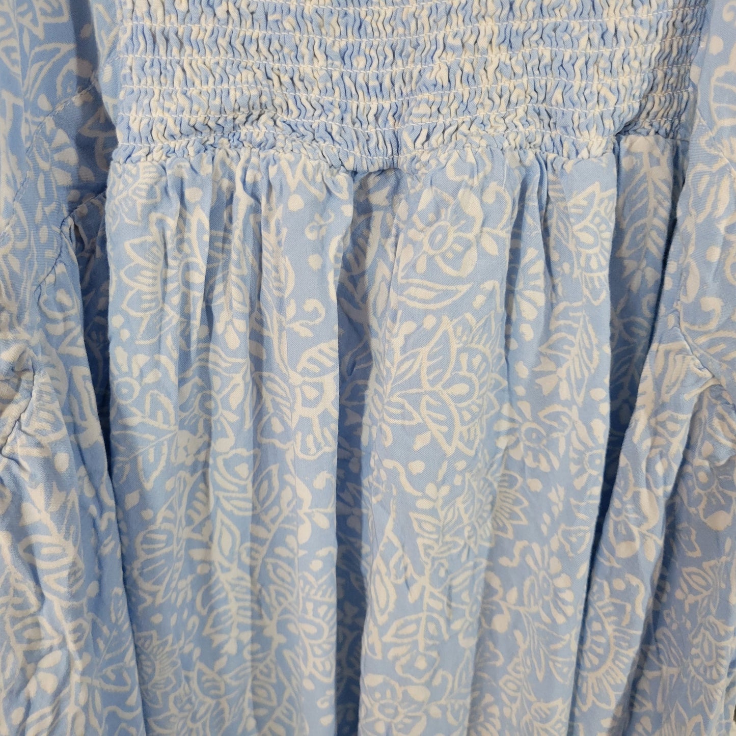 Torrid Womens Swing Top Blouse 6X Blue Floral Dress Tunic Lace Up FLO179E