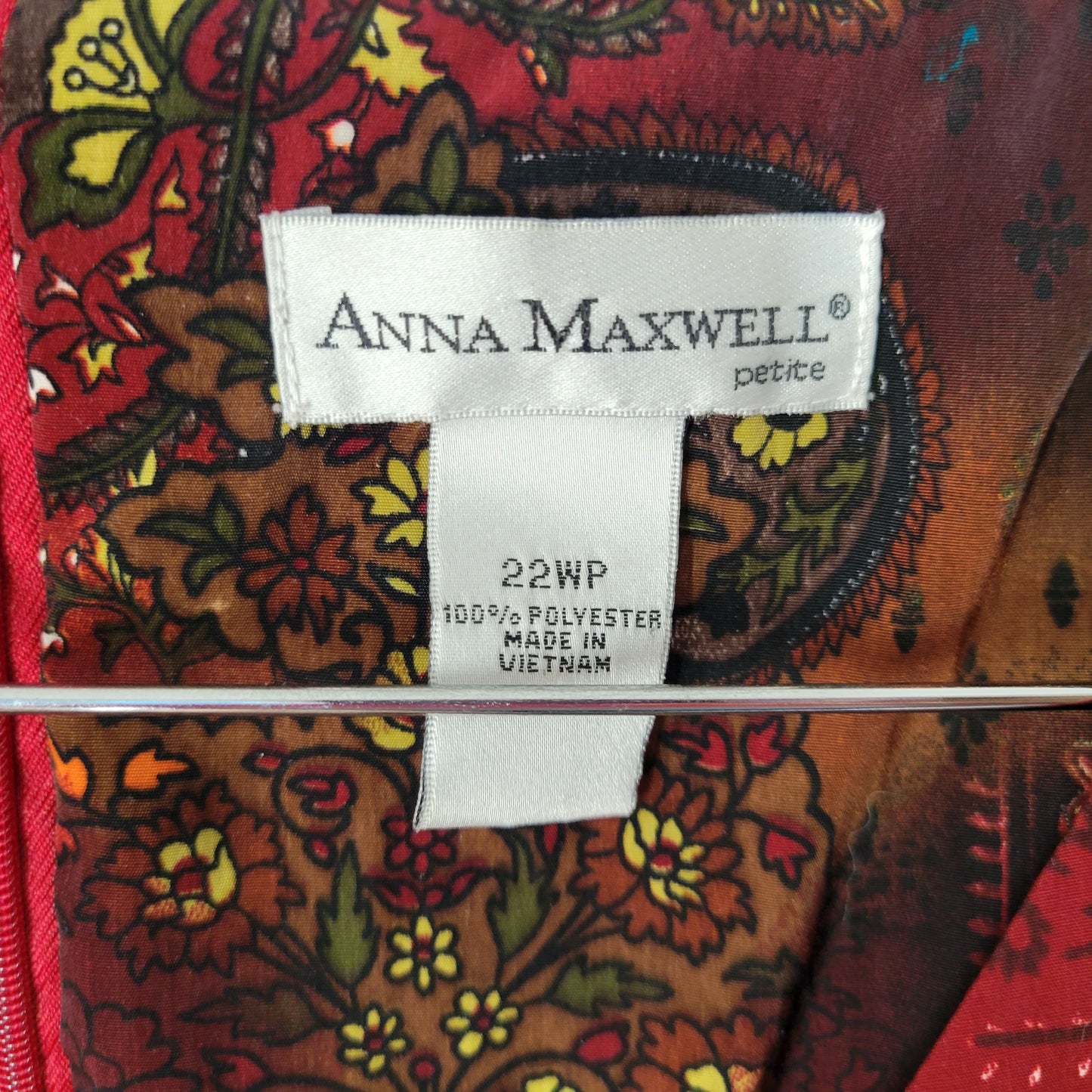 Anna Maxwell Womens Dress 22WP Petite Paisley Floral Shift Sleeveless Zip PAI64E