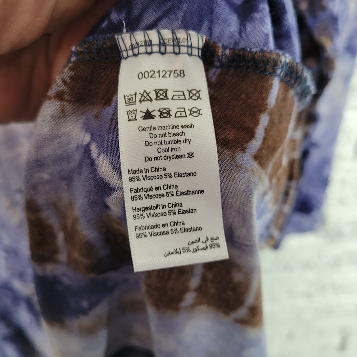 Avenue Womens Tunic Top Size 20 Blue Tie Dye 3/4 Sleeve V Neck Casual TIE18E
