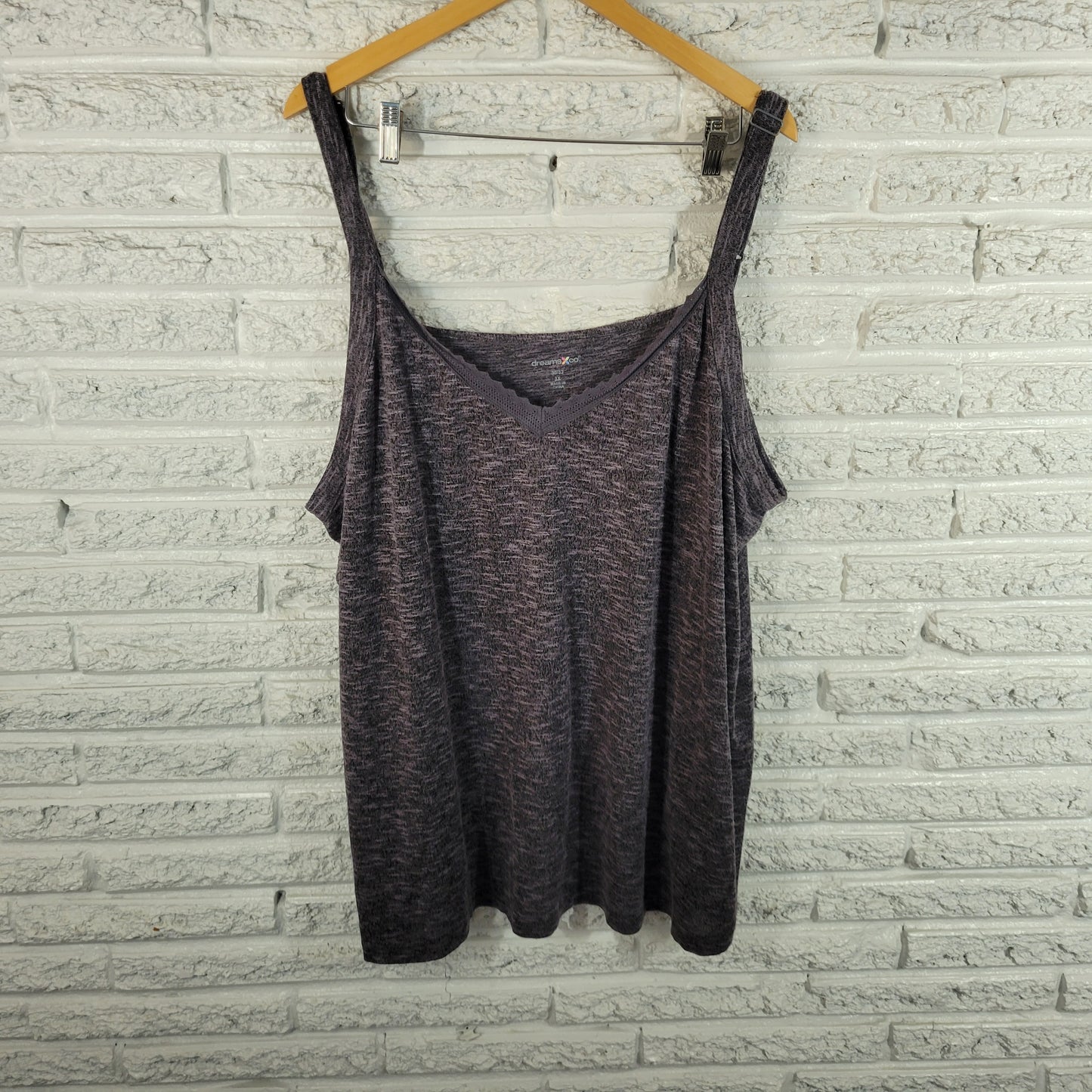 Dreams Co Womens Pajama Top Camisole Size 3X Gray Sleep Cami Adjustable GRA44E