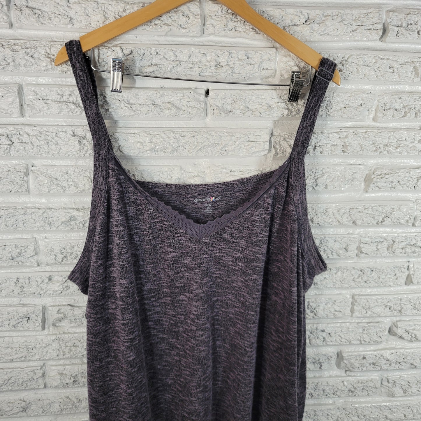 Dreams Co Womens Pajama Top Camisole Size 3X Gray Sleep Cami Adjustable GRA44E