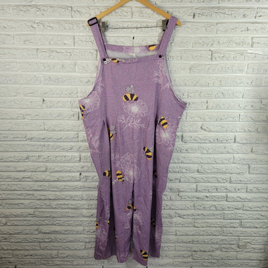 Womens Jumpsuit Plus Size 3XL Purple Bumble Bee Wide Leg Sleeveless PUR52E