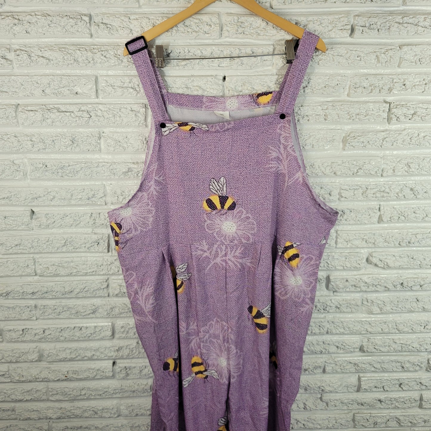 Womens Jumpsuit Plus Size 3XL Purple Bumble Bee Wide Leg Sleeveless PUR52E