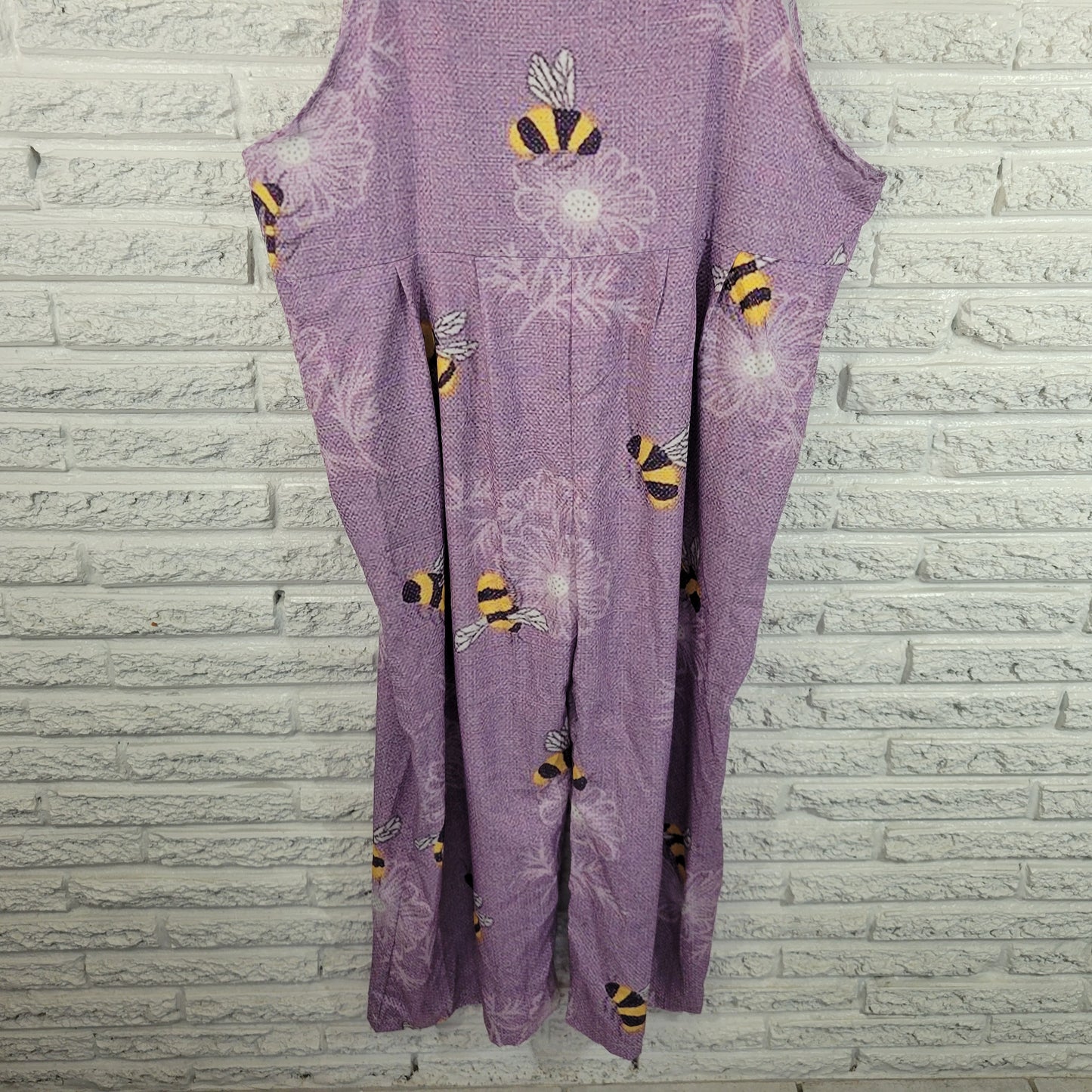 Womens Jumpsuit Plus Size 3XL Purple Bumble Bee Wide Leg Sleeveless PUR52E