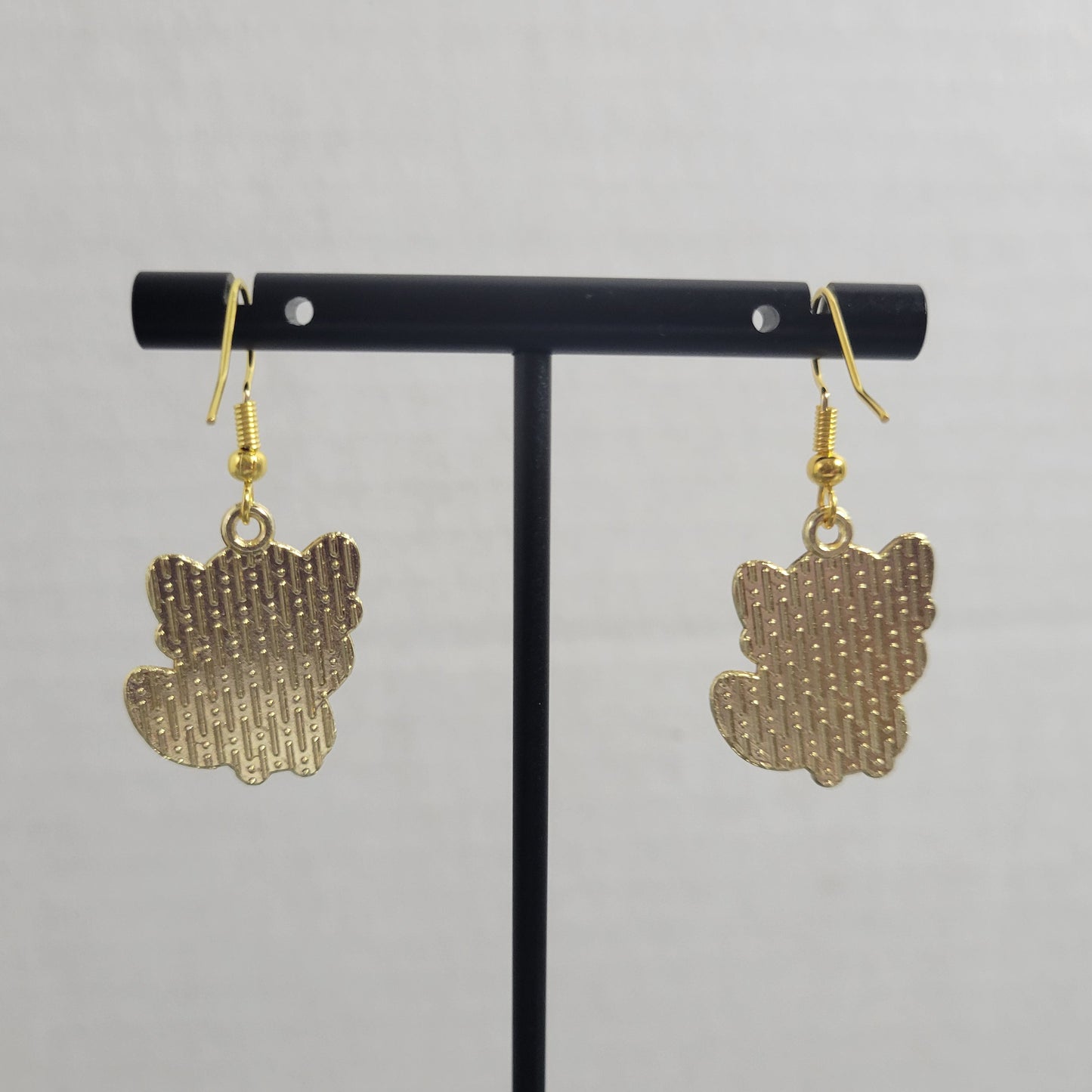 Cute Fox Dangle Earrings Gold Tone Fall Autumn Hat Woodland Animal Gift E124E