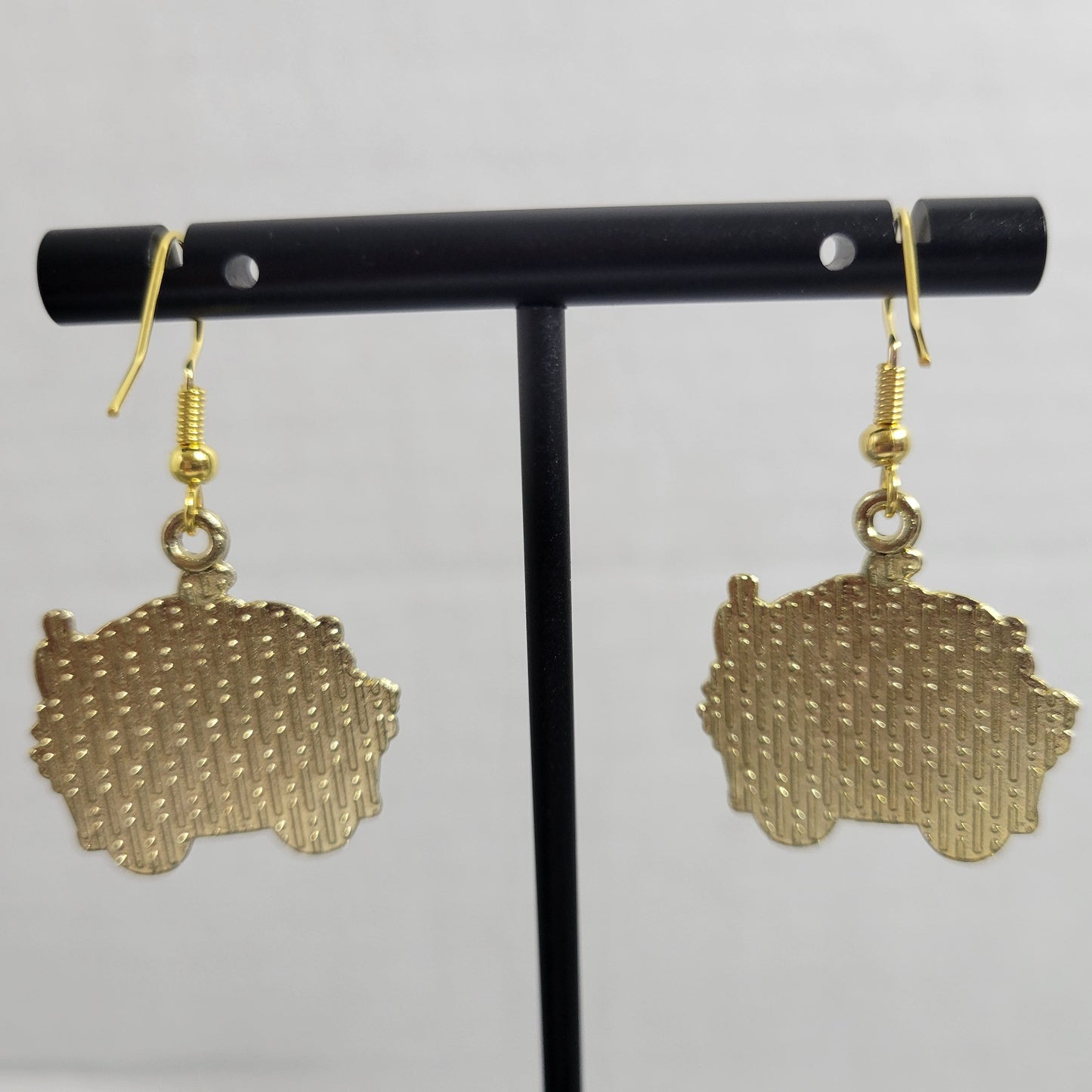 Pumpkin Wagon Dangle Earrings Gold Tone Fall Autumn Harvest Thanksgiving E119E