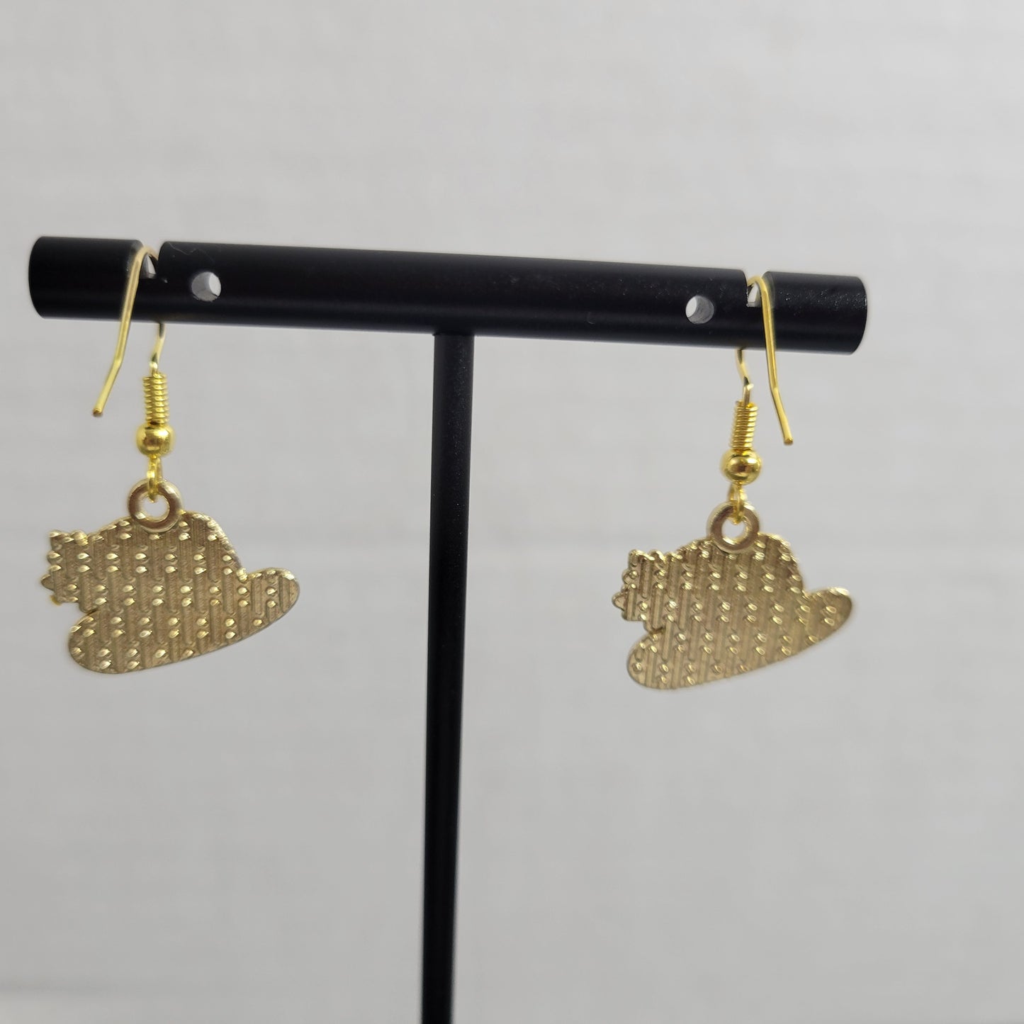 Thanksgiving Pilgrim Hat Dangle Earrings Gold Tone Fall Autumn Harvest E116E