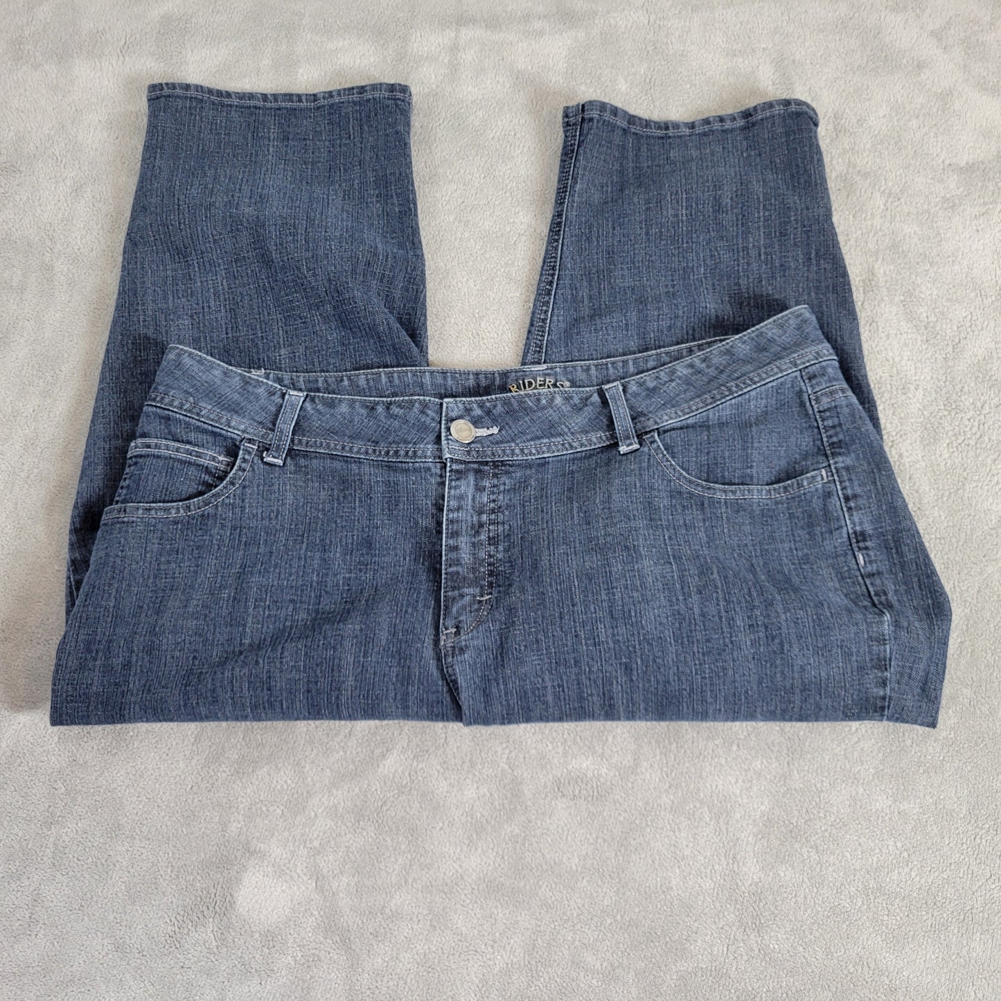 Riders by Lee Womens 18W Capri Jeans Dark Blue Denim Studded 5 Pocket CAP16E