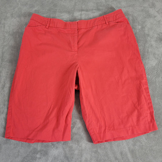 Dress Barn Womens 16W Bermuda Shorts Red Elastic Waist Pocket 11.5 Inseam RED41E