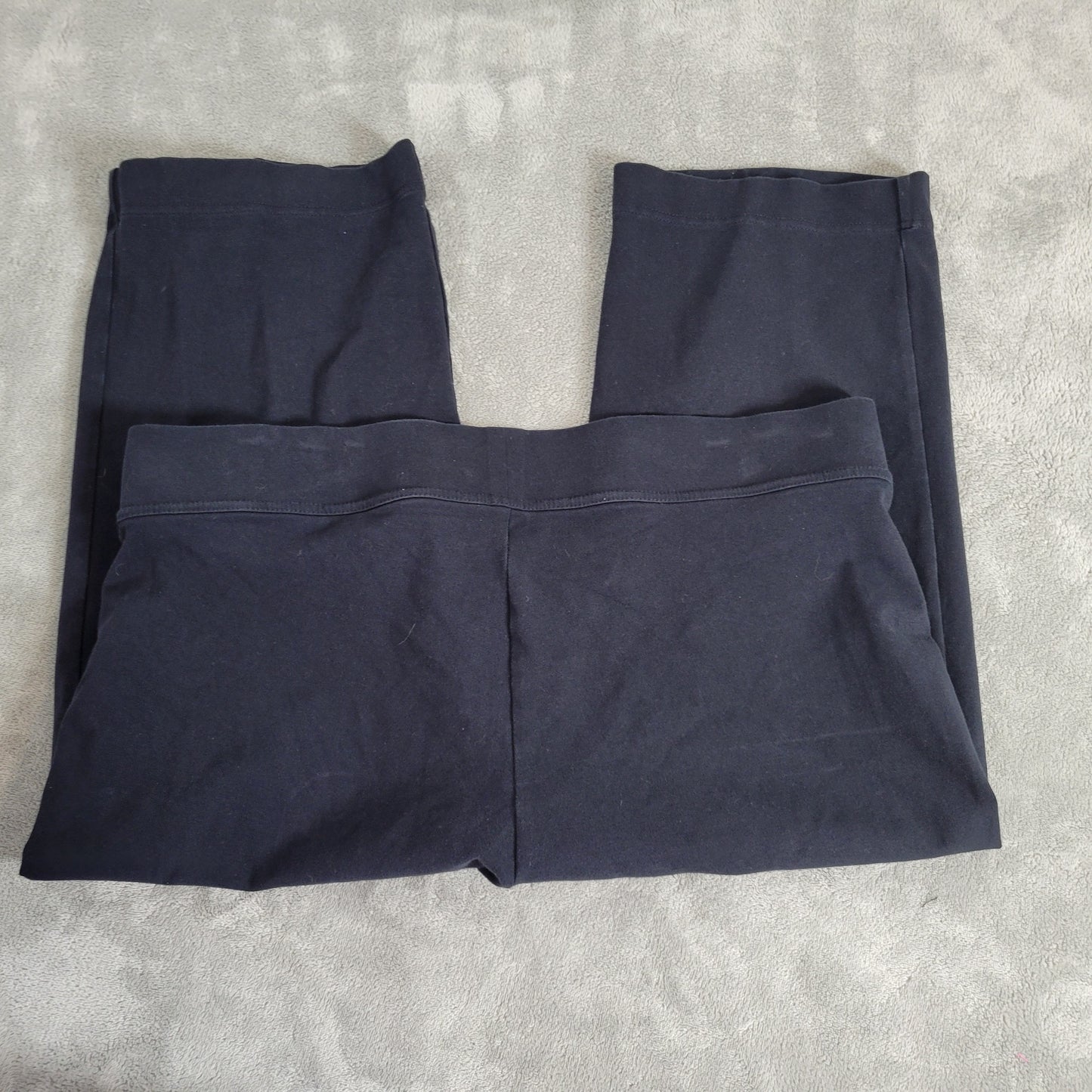 Lands End Womens XLP Capri Pants Blue Knit Elastic Waist Pull On BLU113E