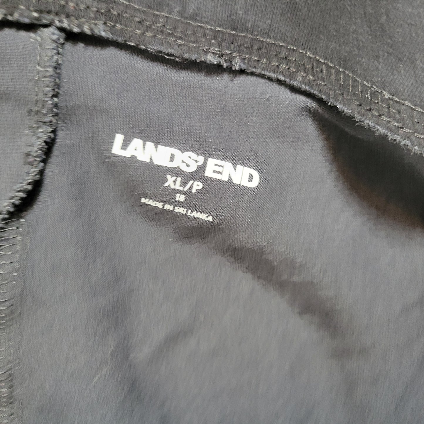 Lands End Womens XLP Capri Pants Blue Knit Elastic Waist Pull On BLU113E