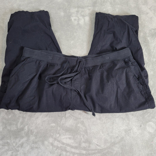 St. John's Bay Women 2X Cargo Capri Pants Black Pull On Elastic Waist CAP22E