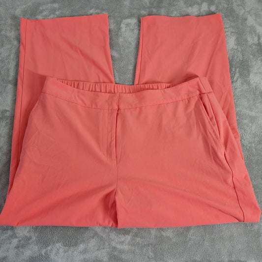 Ruby Rd Women 16W Dress Pants Pink Solid Straight Leg Elastic Waist PIN20E