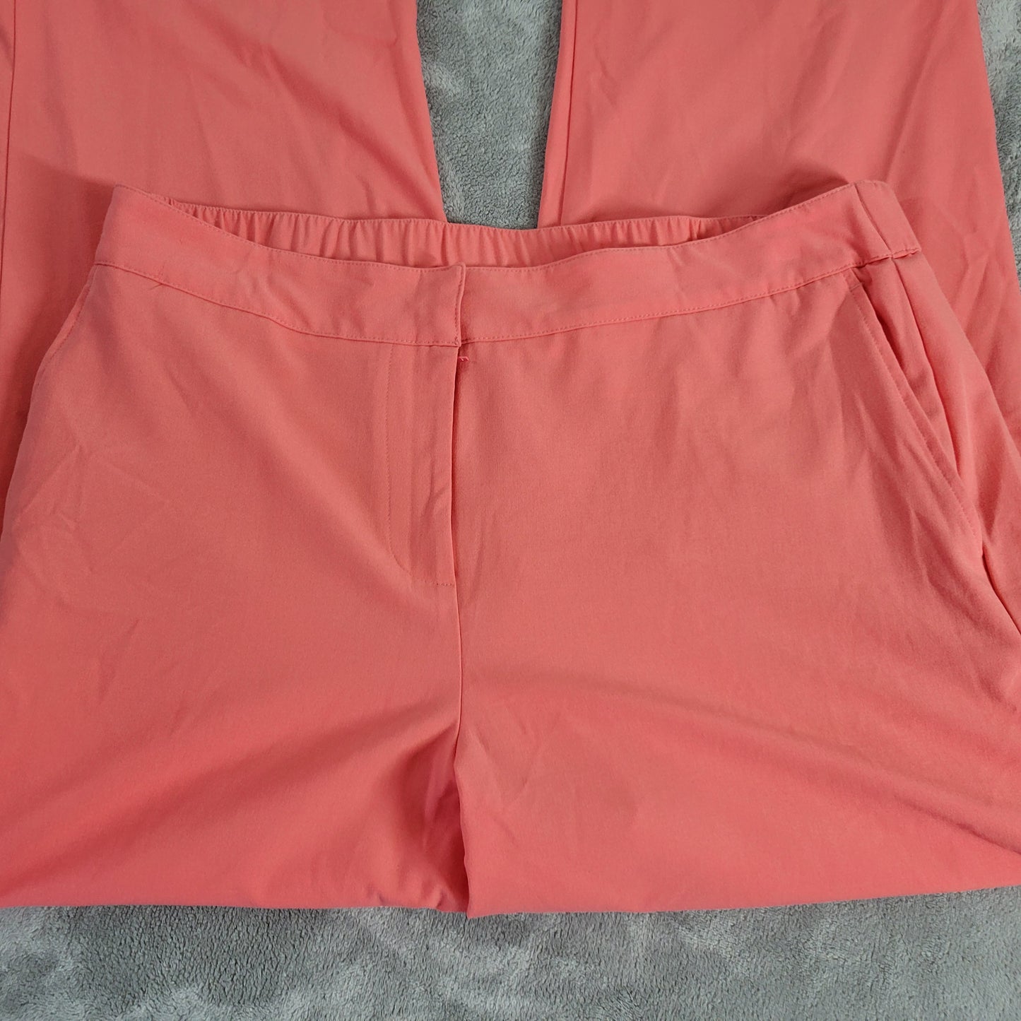 Ruby Rd Women 16W Dress Pants Pink Solid Straight Leg Elastic Waist PIN20E