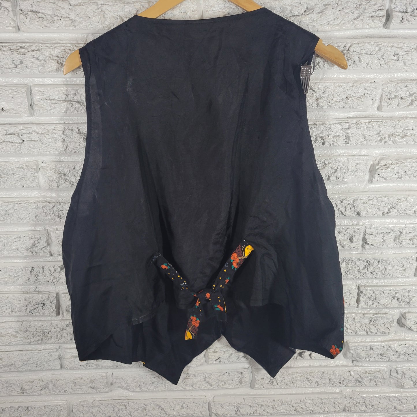 Basic Editions 24W Halloween Vest Black Orange Cotton Lined Button Up NOV72XE