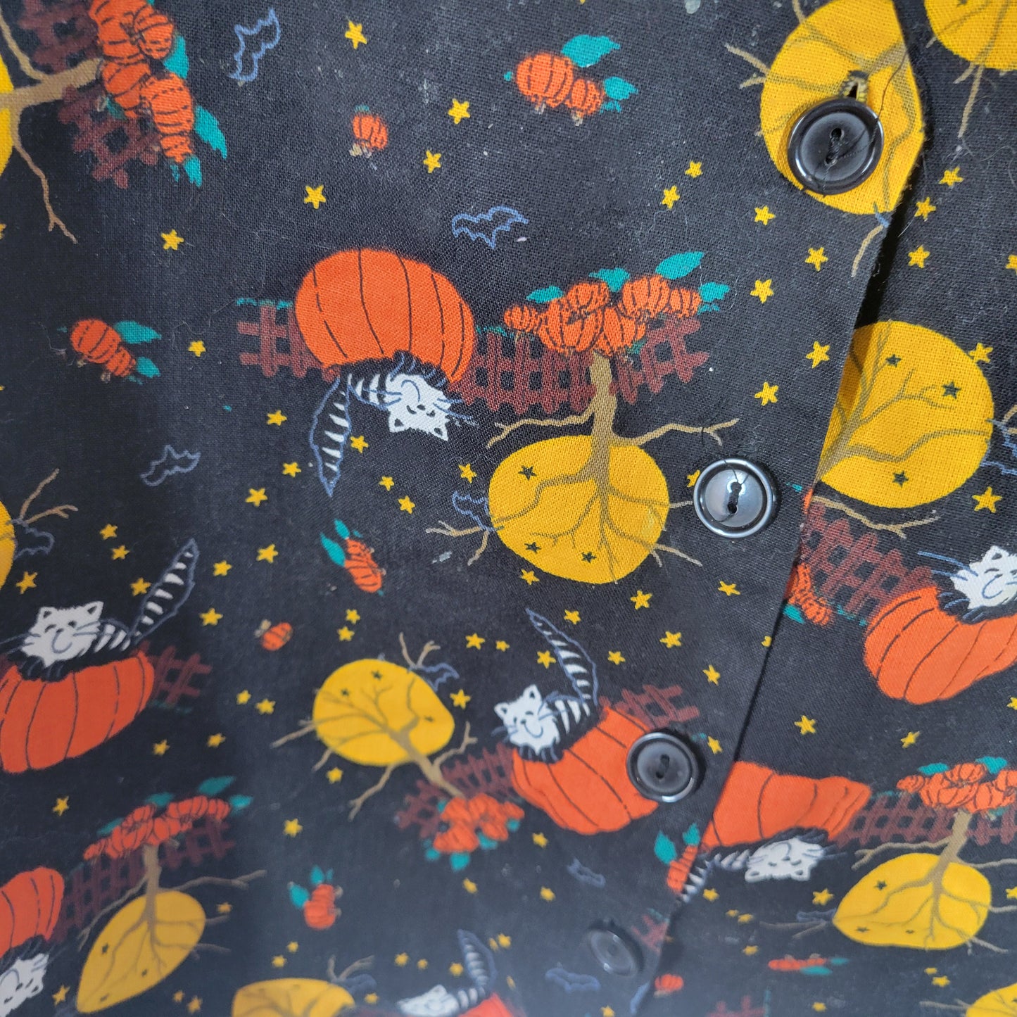Basic Editions 24W Halloween Vest Black Orange Cotton Lined Button Up NOV72XE