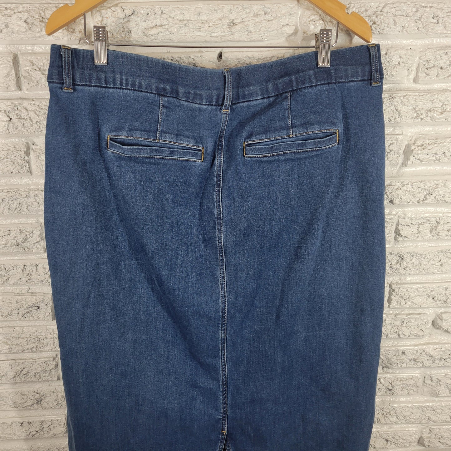 Denim & Co Womens 18W Denim Skirt Midi Medium Blue Elastic Waist Pull On BLU95E
