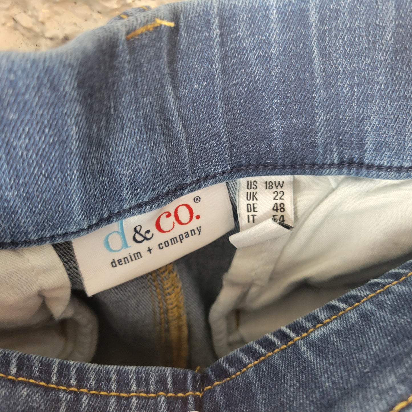 Denim & Co Womens 18W Denim Skirt Midi Medium Blue Elastic Waist Pull On BLU95E
