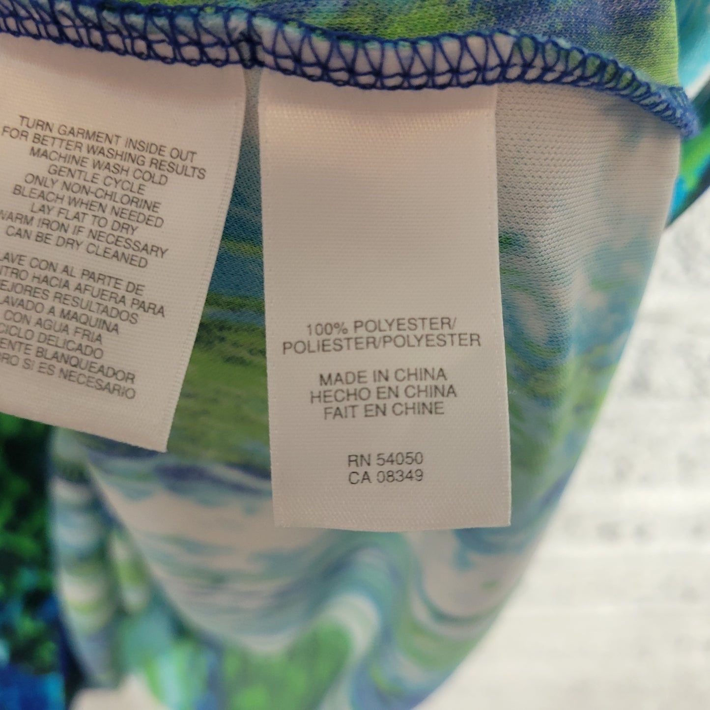 Jones New York Womens Plus 1X Blue Watercolor Sleeveless V Neck Top WAT24E