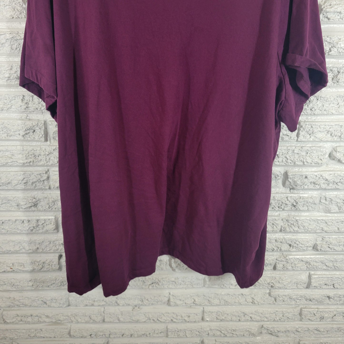 Roamans Tee Shirt 5X Womens Plus Purple Short Sleeve Crew Neck Cotton PUR56E