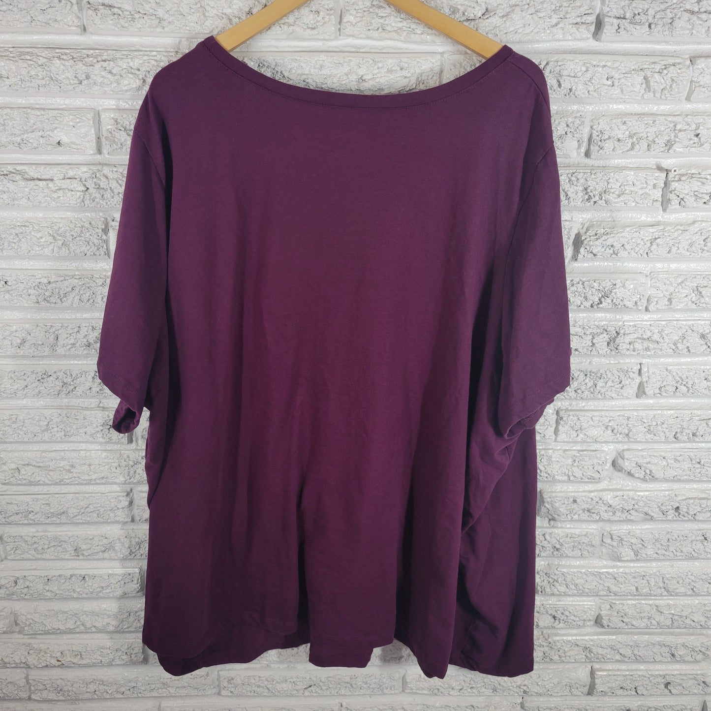 Roamans Tee Shirt 5X Womens Plus Purple Short Sleeve Crew Neck Cotton PUR56E