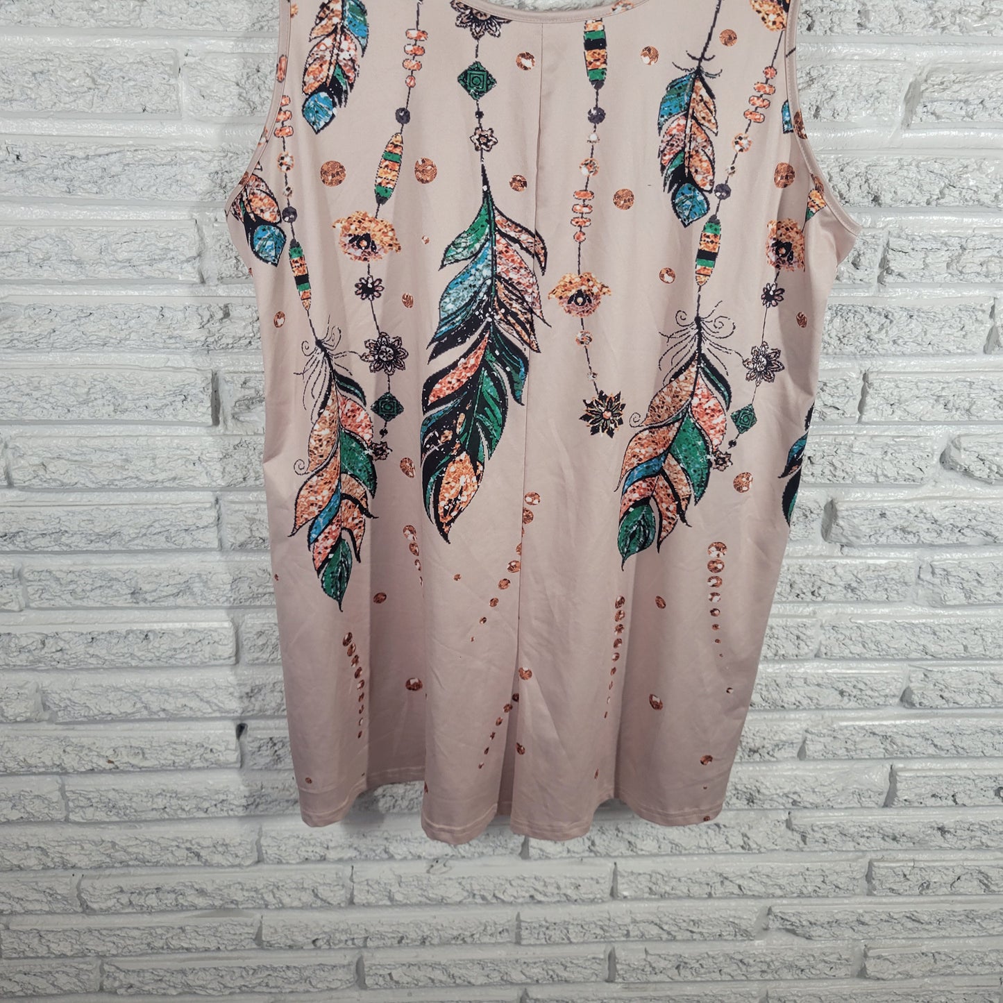 Emery Rose Womens 3XL Romper Multicolor Feather Print Sleeveless Pocket FLO185E