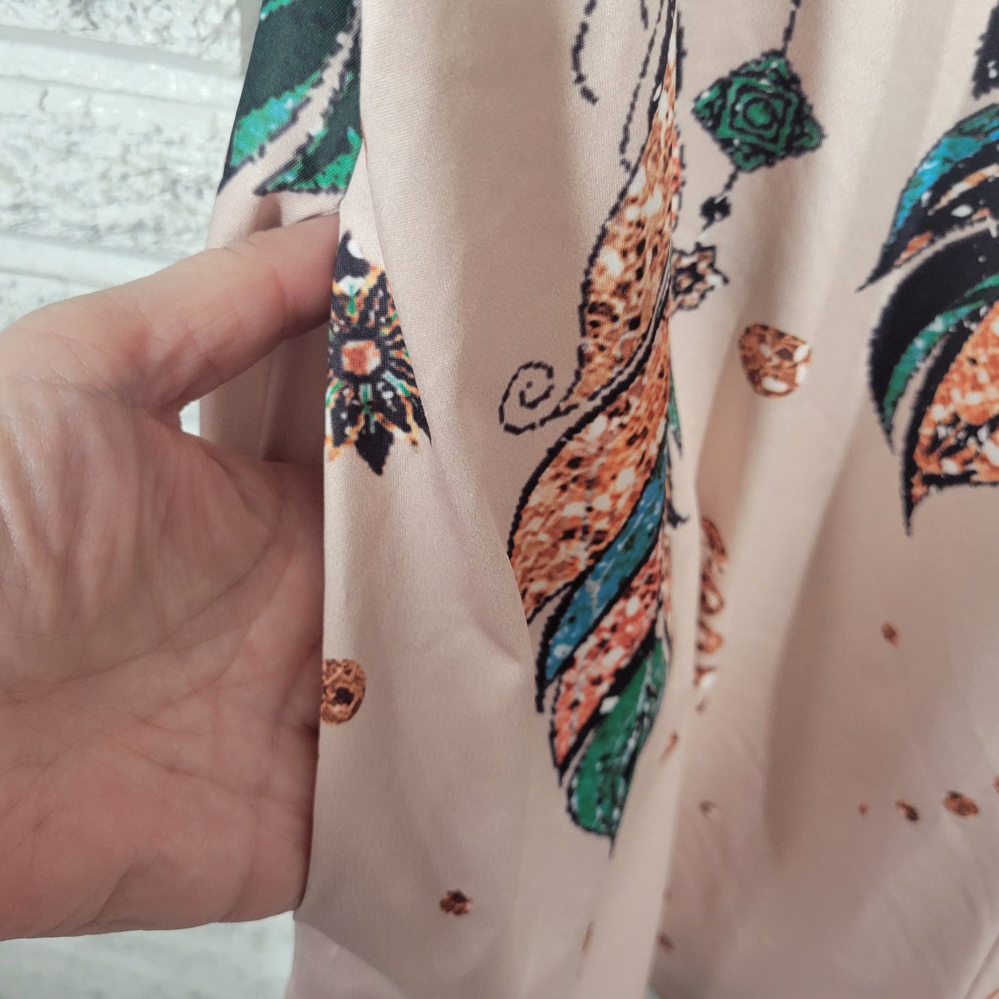 Emery Rose Womens 3XL Romper Multicolor Feather Print Sleeveless Pocket FLO185E