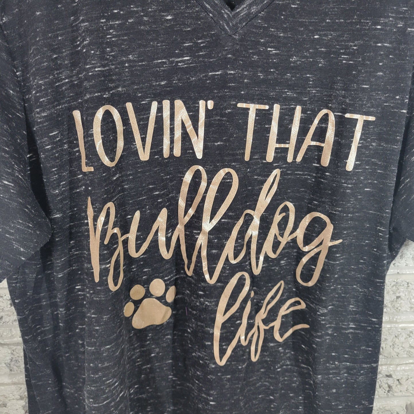 Bella Canvas XL Black Bulldog Tee V Neck Graphic T Shirt Short Sleeve BLA24E