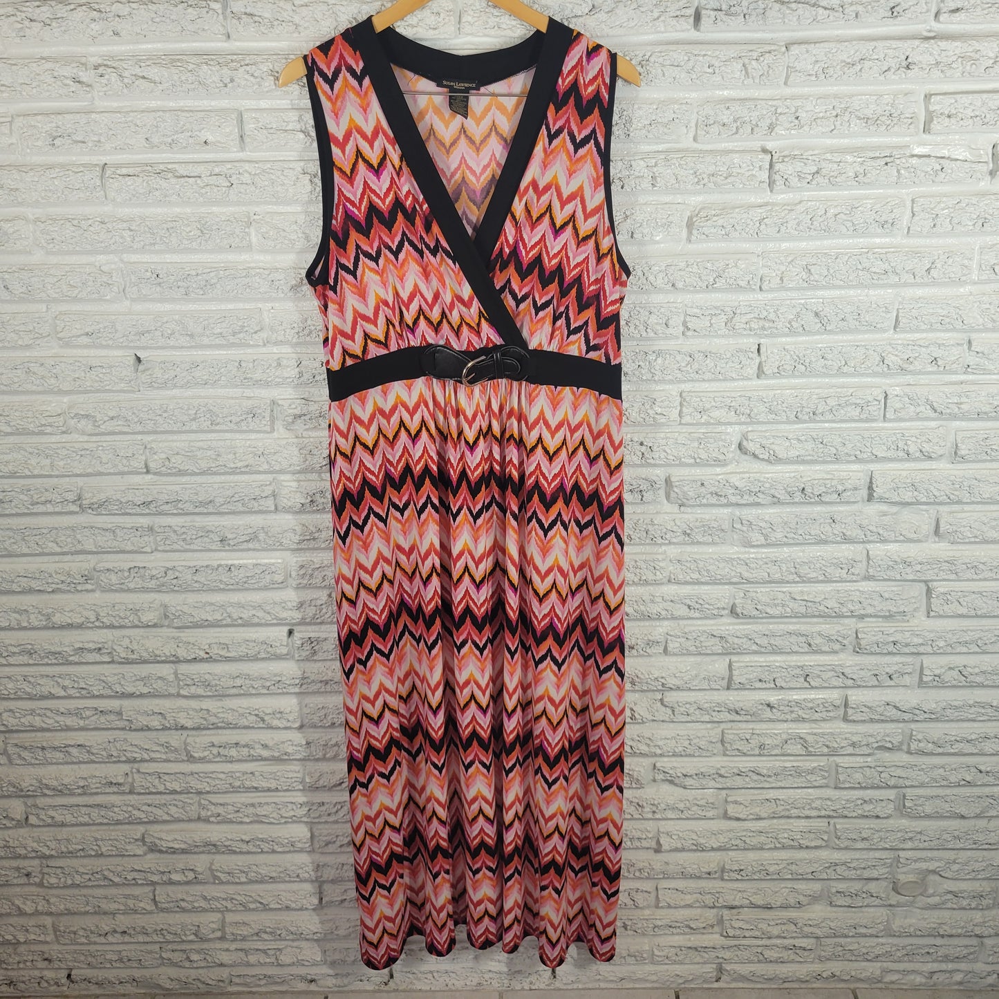 Susan Lawrence 3X Sheath Dress Multicolor Geometric Watercolor Belted GEO109E