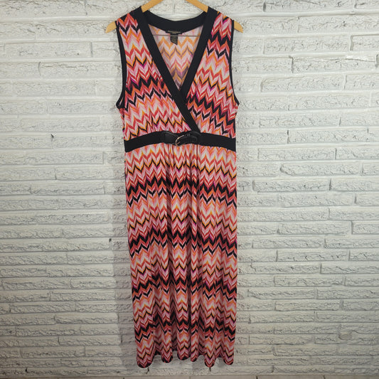 Susan Lawrence 3X Sheath Dress Multicolor Geometric Watercolor Belted GEO109E