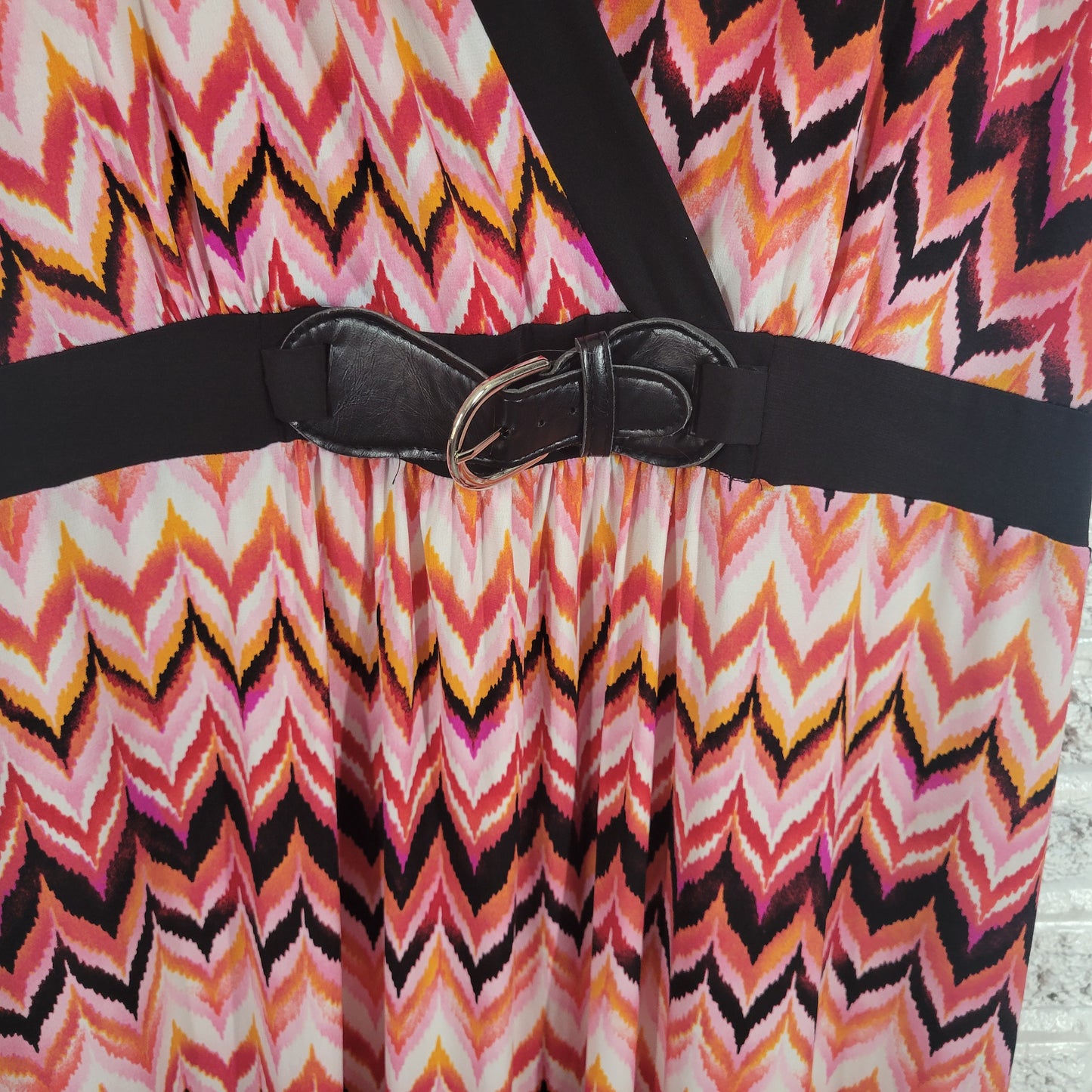 Susan Lawrence 3X Sheath Dress Multicolor Geometric Watercolor Belted GEO109E