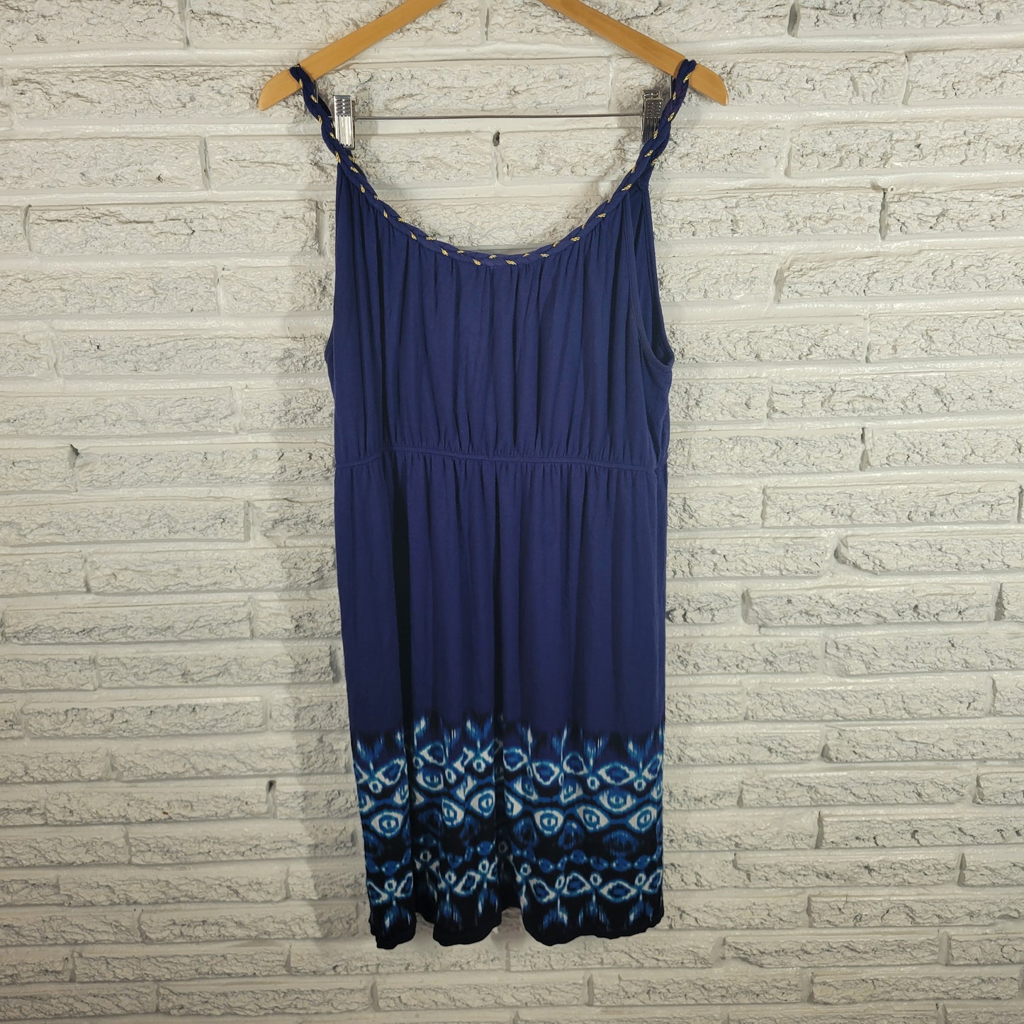 Style & Co Dress XL Blue Geometric Sheath Rope Strap Pullover Sleeveless BLU8E