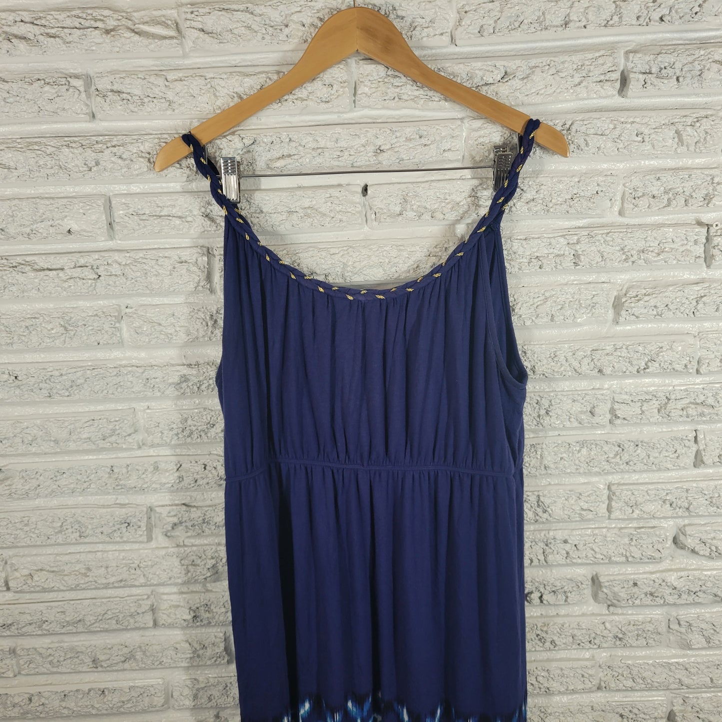 Style & Co Dress XL Blue Geometric Sheath Rope Strap Pullover Sleeveless BLU8E