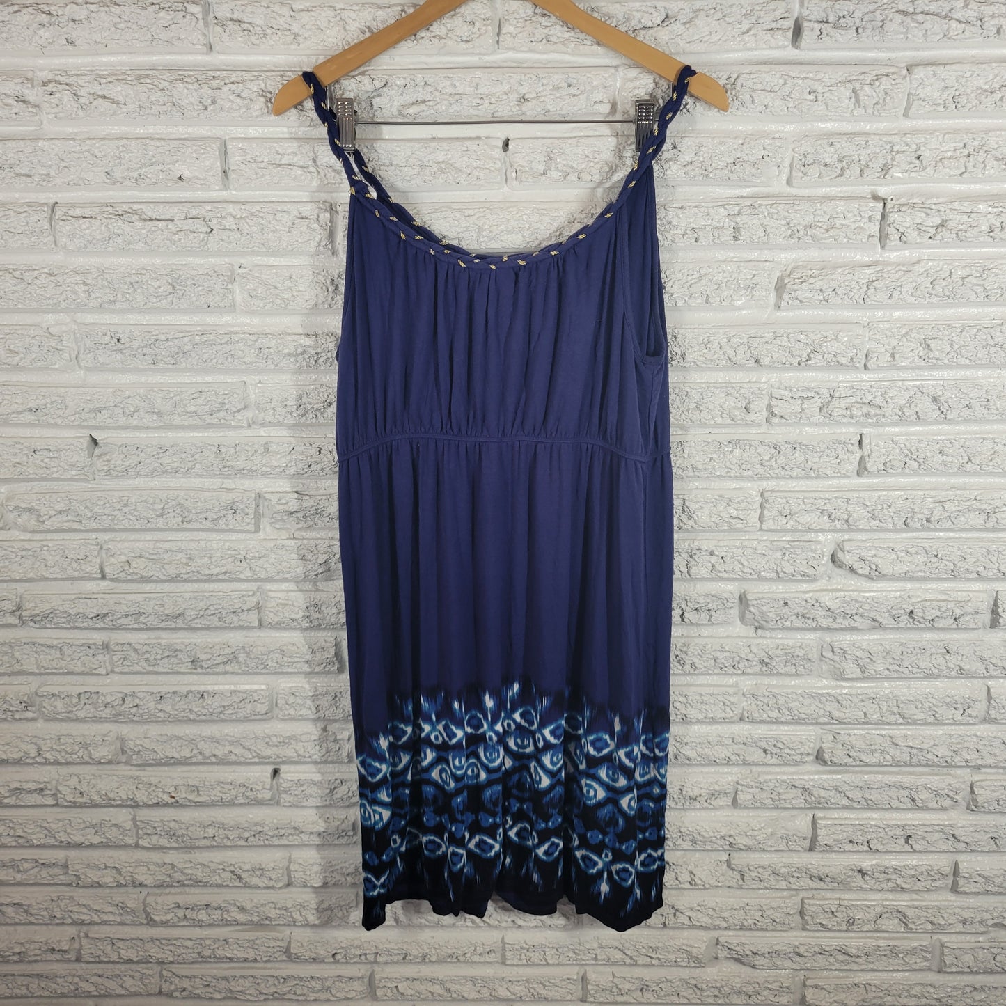 Style & Co Dress XL Blue Geometric Sheath Rope Strap Pullover Sleeveless BLU8E