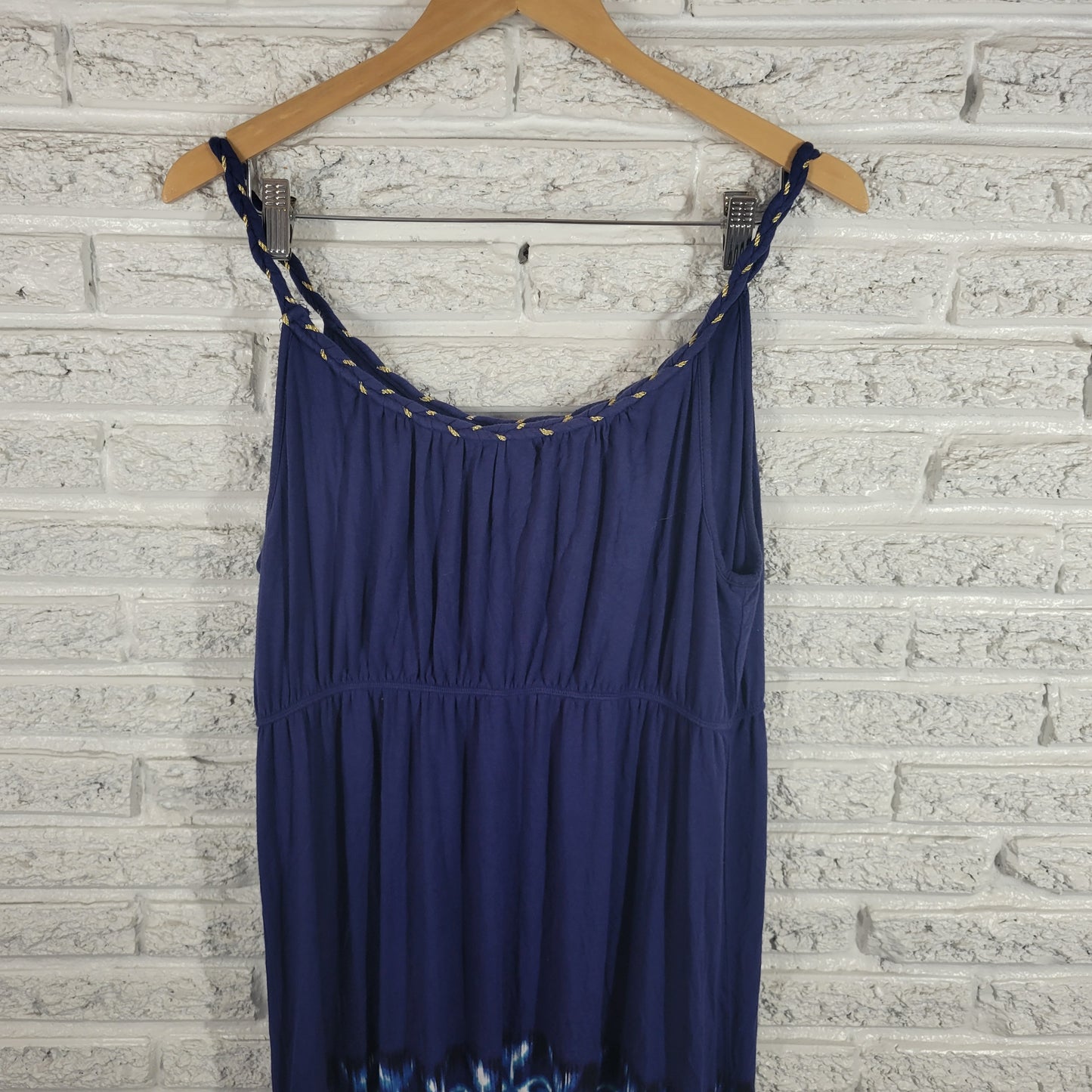 Style & Co Dress XL Blue Geometric Sheath Rope Strap Pullover Sleeveless BLU8E