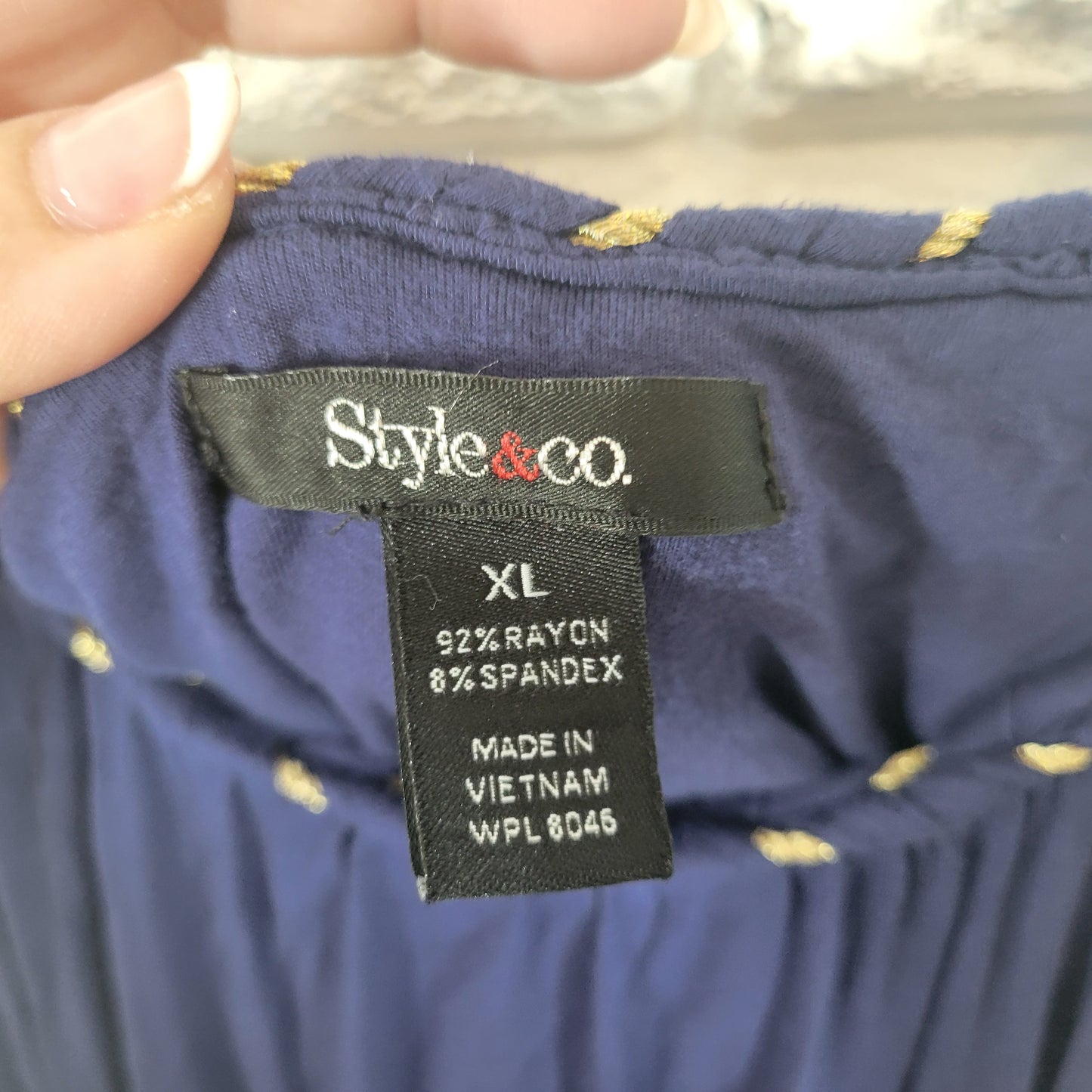 Style & Co Dress XL Blue Geometric Sheath Rope Strap Pullover Sleeveless BLU8E