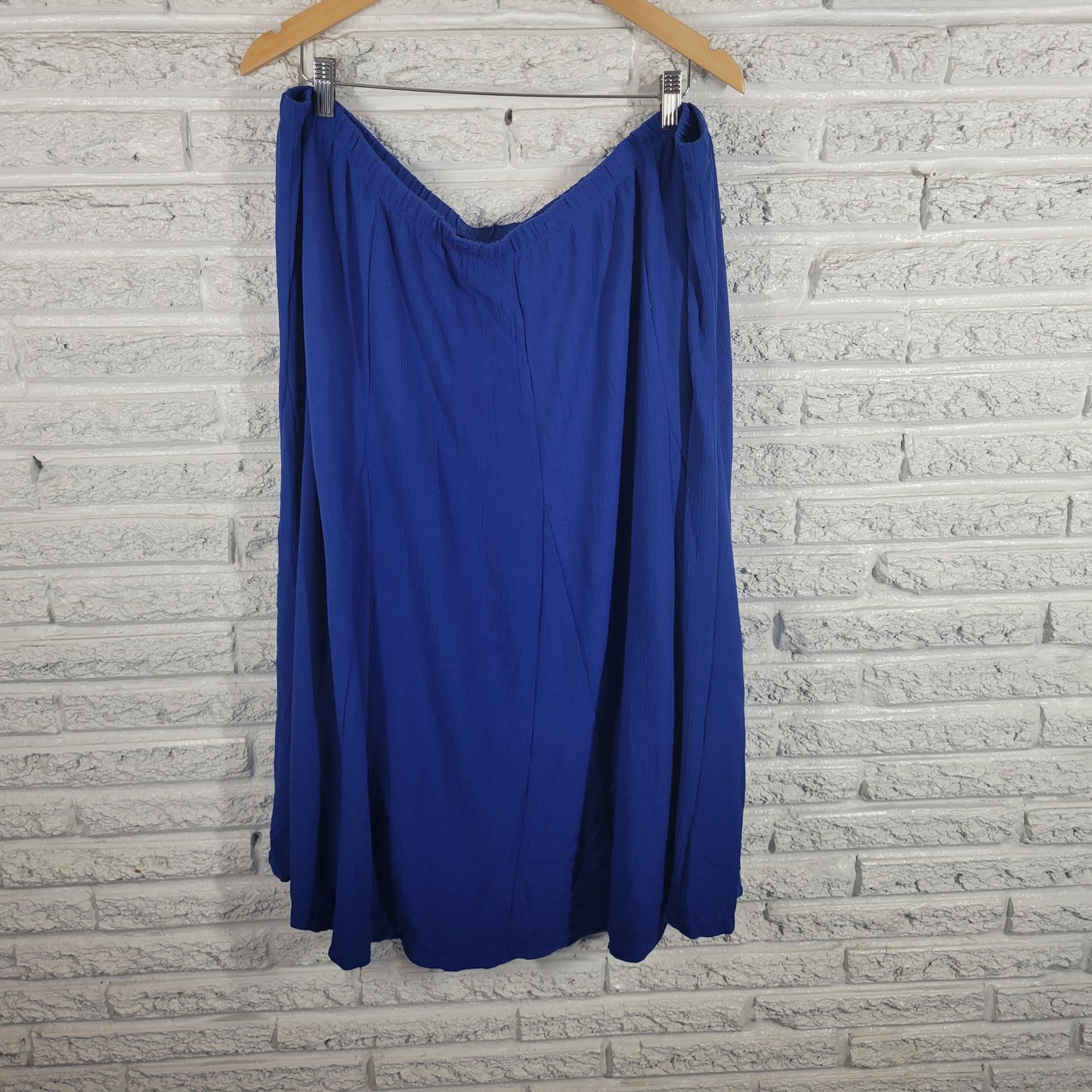 Susan Graver Womens 2X Blue A-Line Skirt Elastic Waist Pull On Plus BLU83E