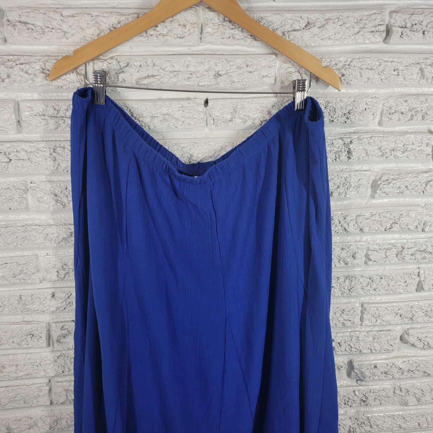 Susan Graver Womens 2X Blue A-Line Skirt Elastic Waist Pull On Plus BLU83E