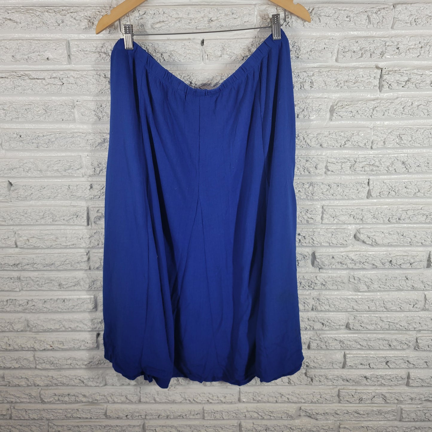Susan Graver Womens 2X Blue A-Line Skirt Elastic Waist Pull On Plus BLU83E