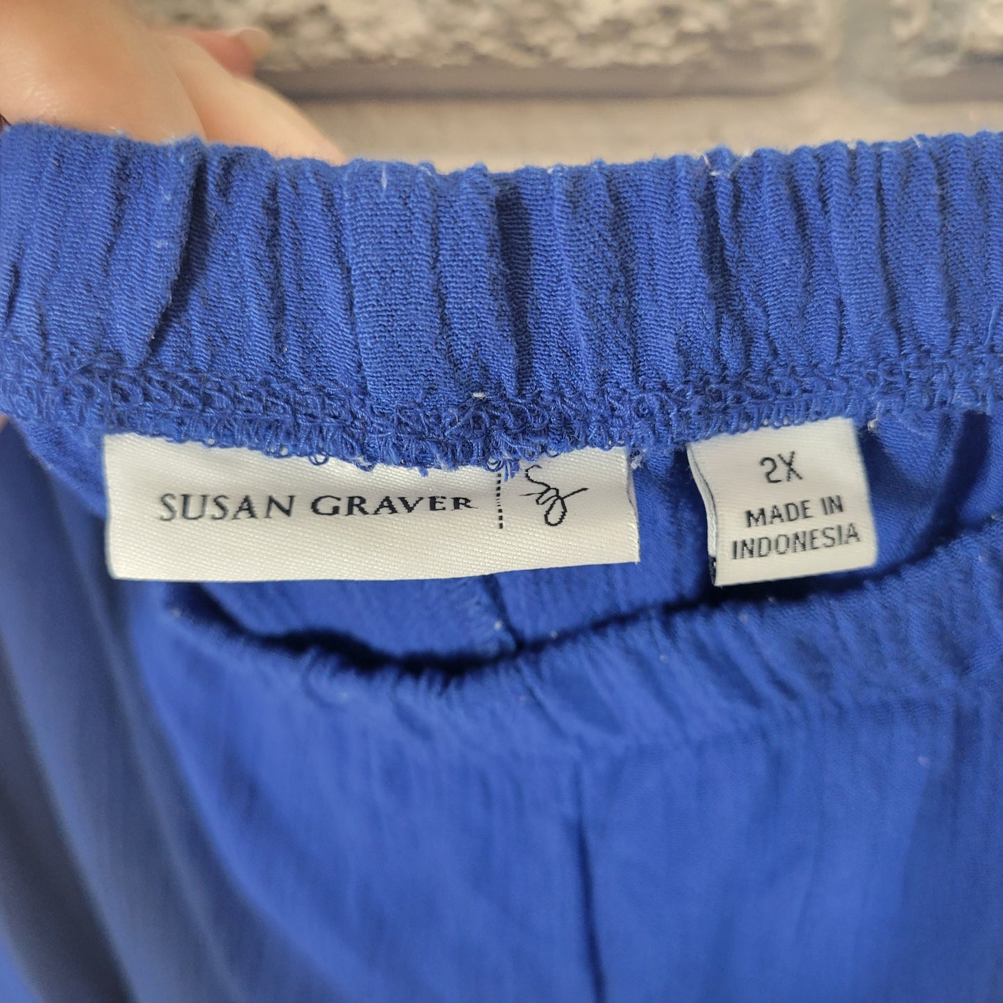Susan Graver Womens 2X Blue A-Line Skirt Elastic Waist Pull On Plus BLU83E
