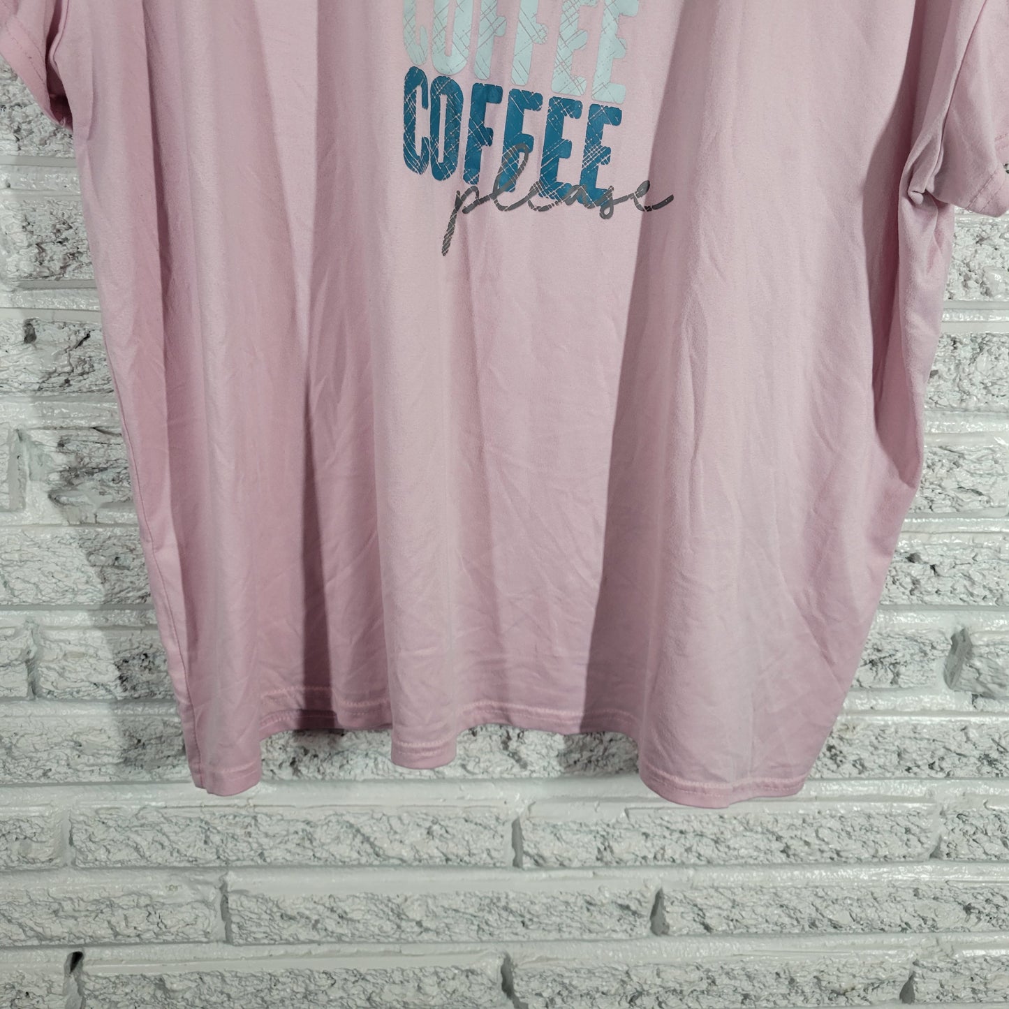 Joyspun Womens Tee Top XL Pajama Shirt Coffee Pink Crew Neck Short Sleeve NOV95E