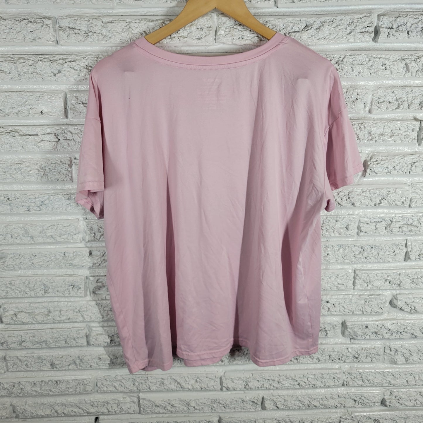 Joyspun Womens Tee Top XL Pajama Shirt Coffee Pink Crew Neck Short Sleeve NOV95E