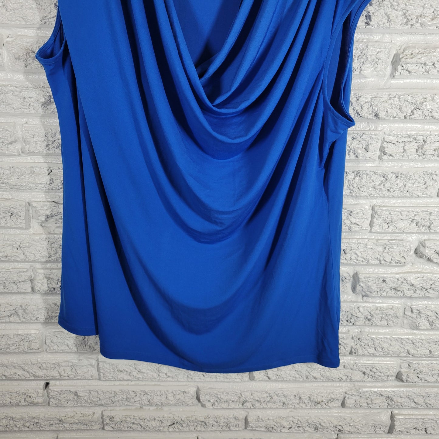Worthington Womens Tunic Top 3X Blue Sleeveless Boat Neck Draped Plus BLU1XE