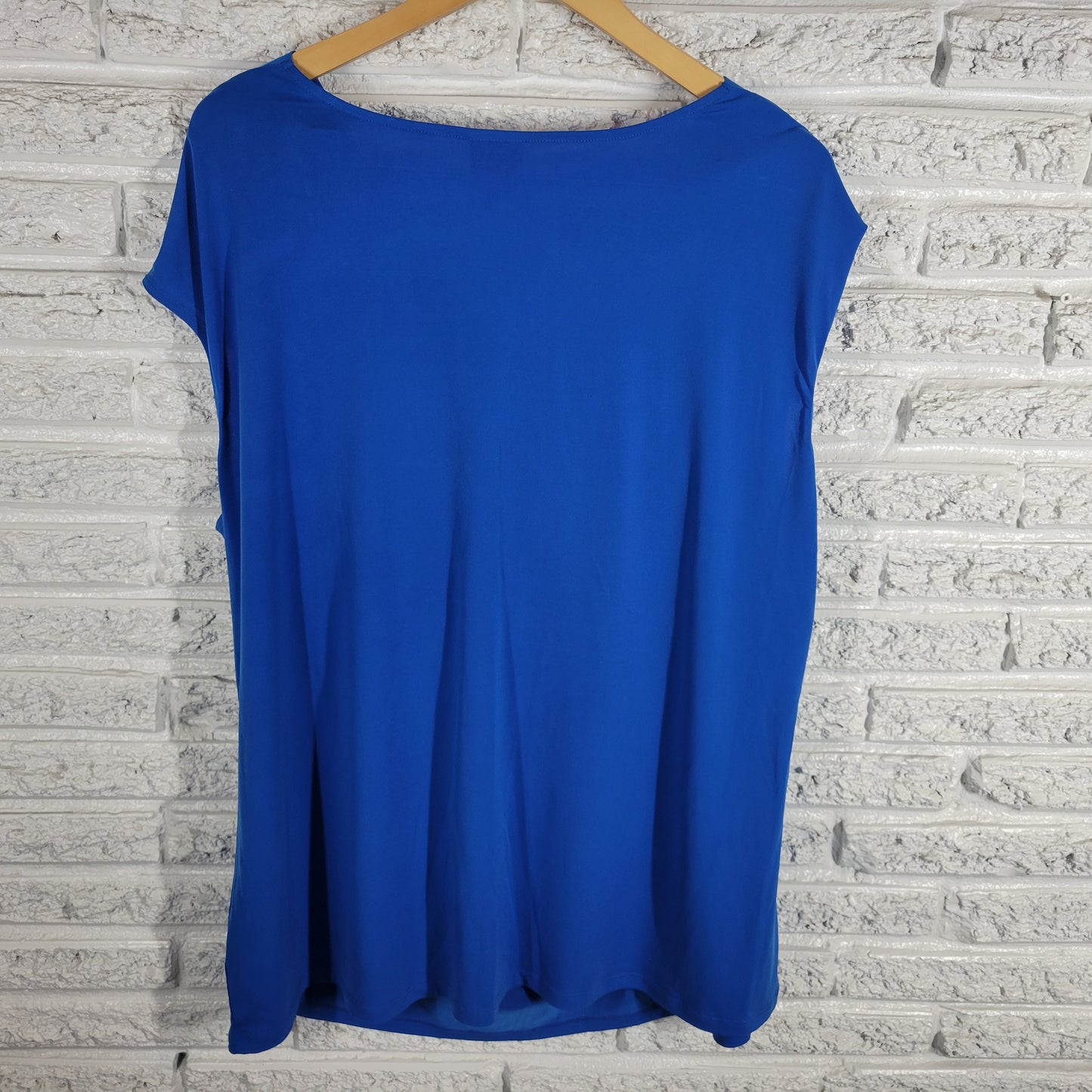 Worthington Womens Tunic Top 3X Blue Sleeveless Boat Neck Draped Plus BLU1XE