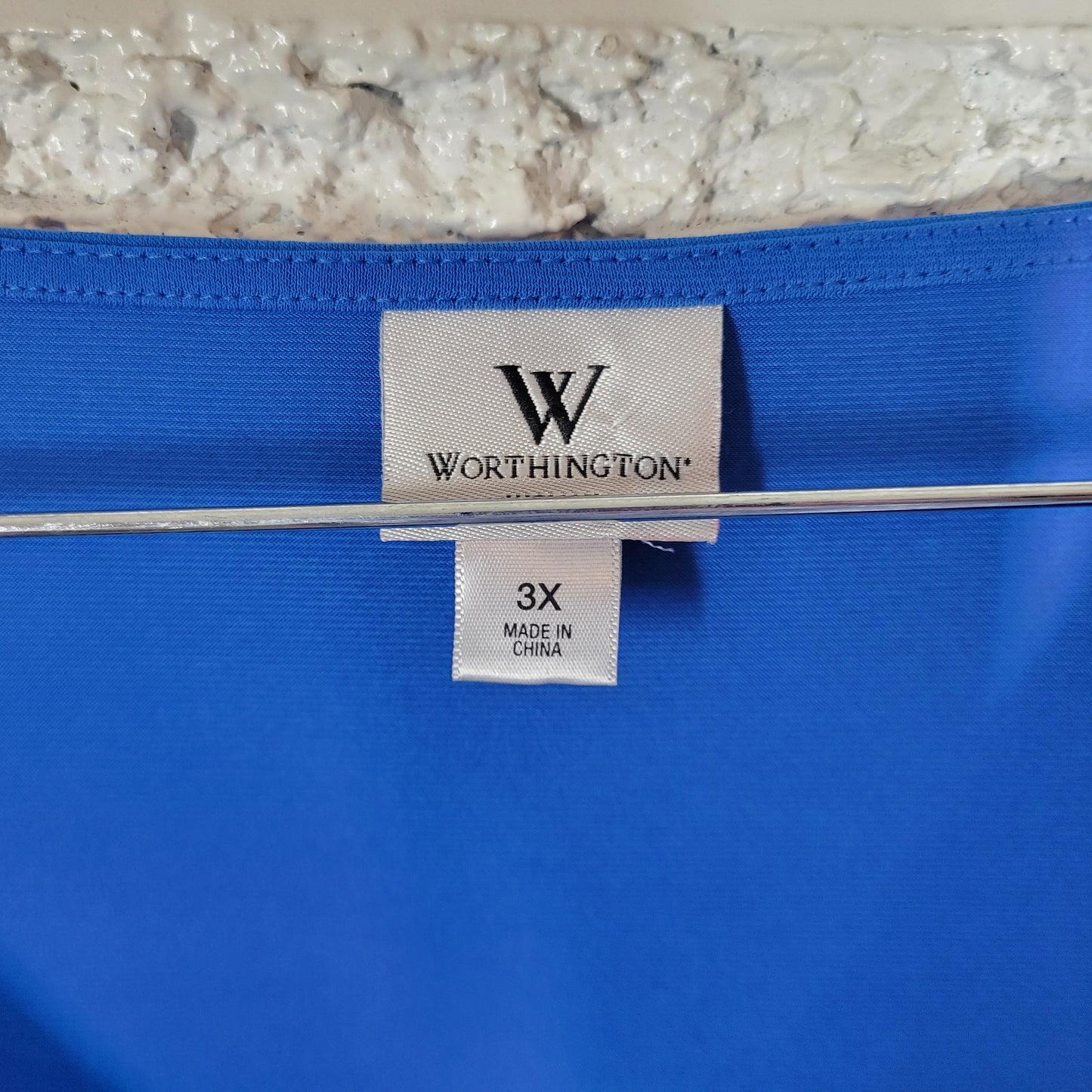 Worthington Womens Tunic Top 3X Blue Sleeveless Boat Neck Draped Plus BLU1XE